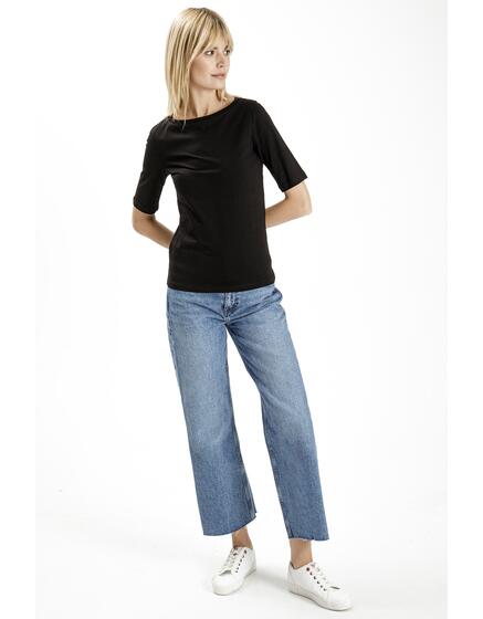 【THE MOZZ】Long Street Denim Jeansy damskie niebieskie Wide Leg Cropped P 516-008